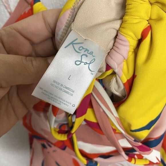 Kona Sol Multicolor Keyhole Floral Medium Coverage One Piece Swimsuit Size Large - Picture 5 of 10